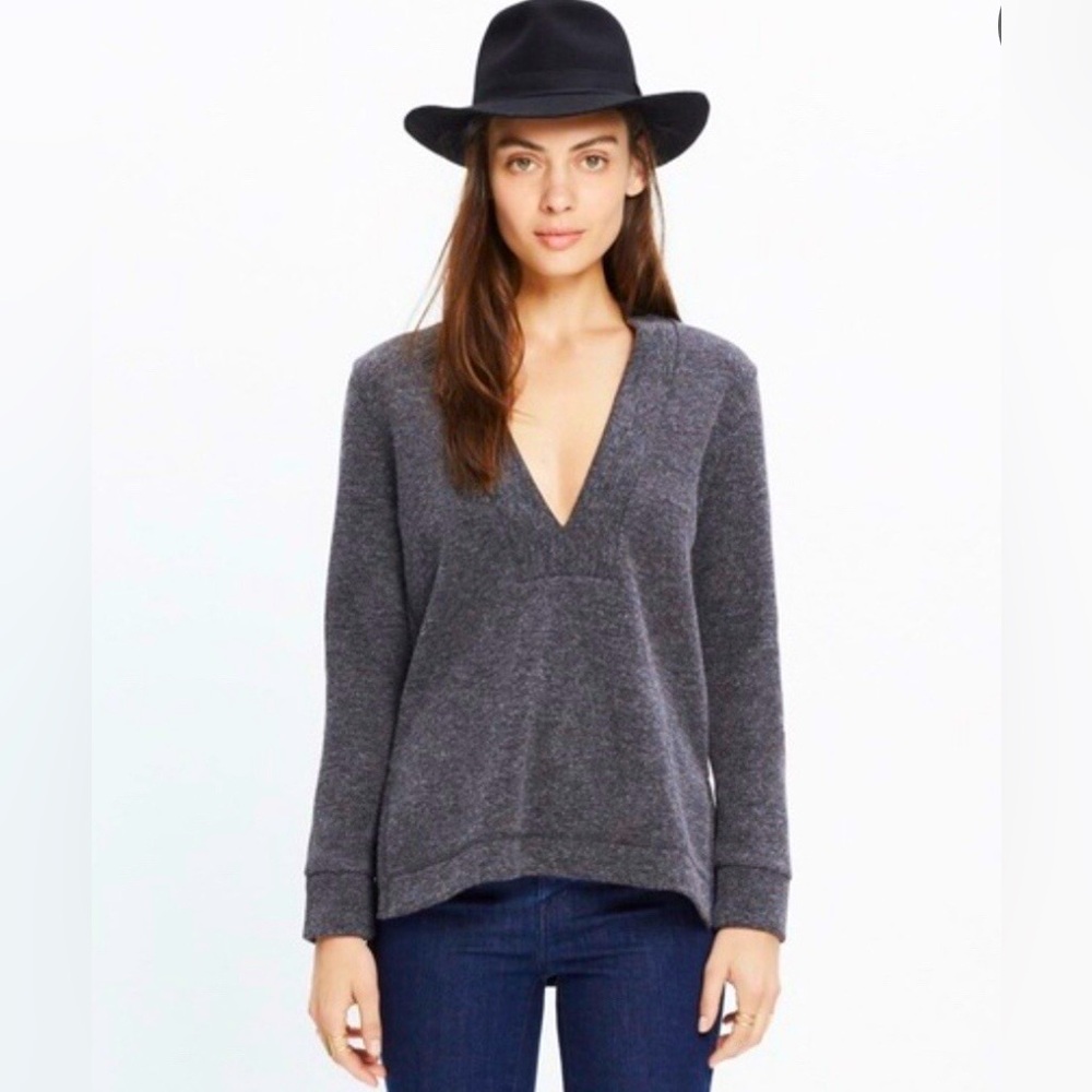 Madewell Charcoal Low-V Pullover Sweater winter layers